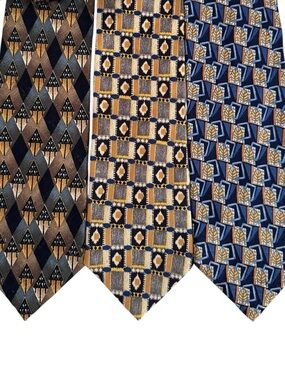 Vintage Ermenegildo Zegna Silk Tie Lot 3 Geometric Made in Italy Designer